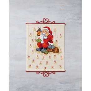 Frdigbroderet julekalender - Julemand med hund