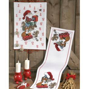 Broderipakning - Julekalender - Nisse og egern