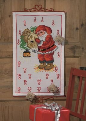 Broderipakning - Julekalender - Julemand med hest