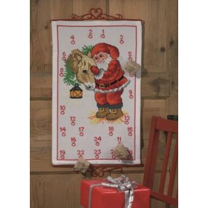 Broderipakning - Julekalender - Julemand med hest