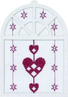 Broderipakning Julepynt - Hjerter p snor