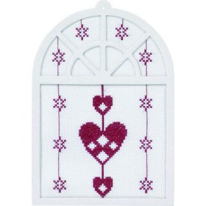 Broderipakning Julepynt - Hjerter p snor