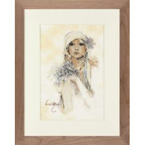 Broderipakning - Sara Moon - Dame med lilla blomst