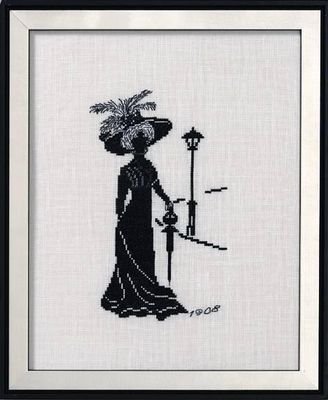 Broderipakning - Sort hvid Anno 1908