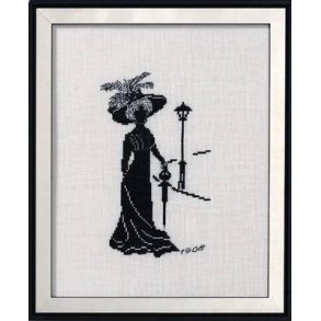 Broderipakning - Sort hvid Anno 1908