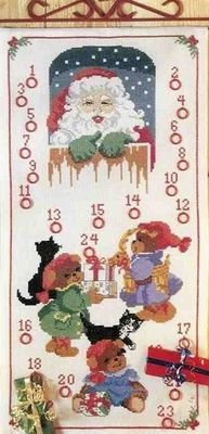 Broderipakning - Julekalender - Bamser med gaver