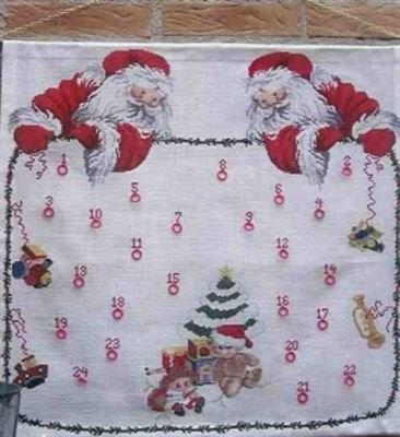 Broderipakning - Julekalender - Nisser foroven