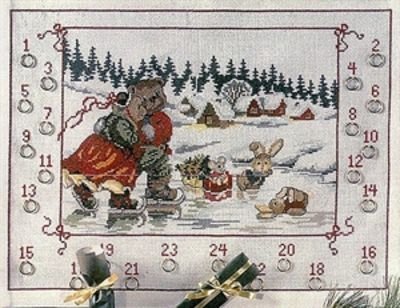 Broderipakning - Julekalender - Bamser p skjter