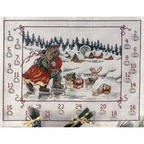 Broderipakning - Julekalender - Bamser p� sk�jter