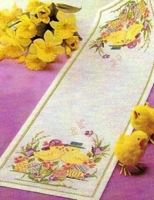 Broderipakning - Pskelber med kyllinger