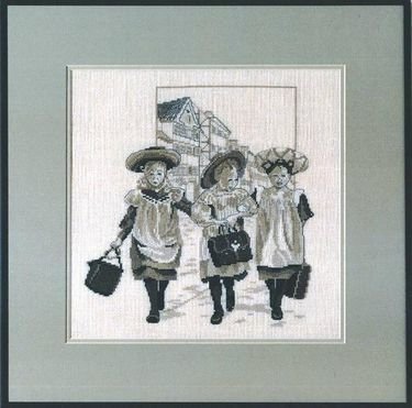 Broderipakning - 3 Piger - Toner i grt p hr