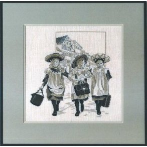 Broderipakning - 3 Piger - Toner i grt p hr