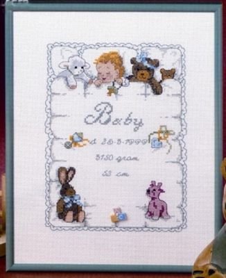 Broderipakning - Baby med ABC knap