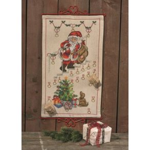 Broderipakning - Julekalender - Julemand p trappe