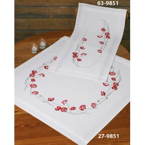 Broderipakning - ptegnet lber - Valmuer