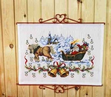 Broderipakning - Julekalender julemand med hest og slde