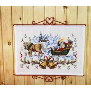 Broderipakning - Julekalender julemand med hest og slde