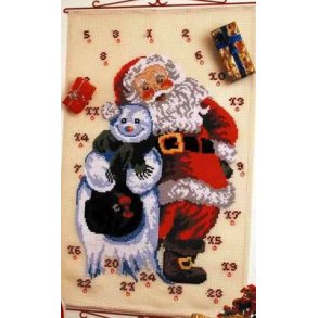 Broderipakning - X-Large - Den glade julemand med snemand