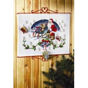 Broderipakning - Julekalender julenisse med kane