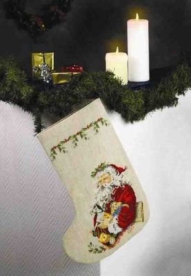 Broderipakning - Julesok med julemand