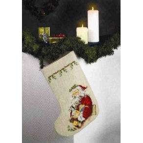 Broderipakning - Julesok med julemand