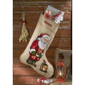 Broderipakning - Julesok X-large med julemand