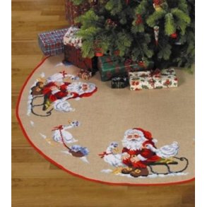 Broderipakning - X - large Juletrstppe - Julemand med gs