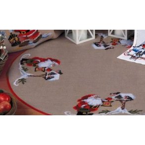 Broderipakning - Juletrstppe - Julemand fodrer fugle