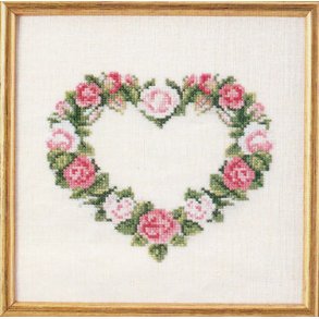 Broderipakning - Blomsterkrans hjerte I