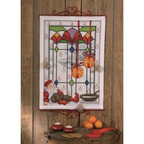 Broderipakning - Julekalender - Julemand i vinduet