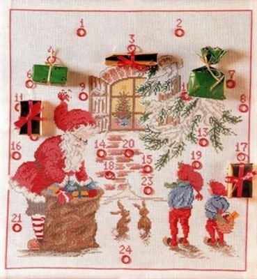 Broderipakning - Julekalender - Julemanden kommer