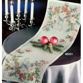 Broderipakning - Julelber med kogler og julerose