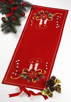 Broderipakning - Julelber med 2 lys