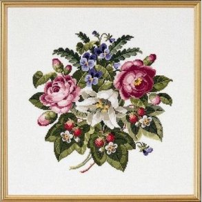 Broderipakning - Rose med rde jordbr