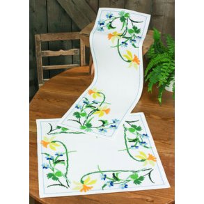 Broderipakning - pskedug - Pskeliljer og bl violer