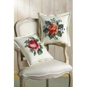 Broderipakning - Pude rose