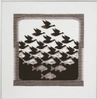 Broderipakning - Escher Fugl og fisk