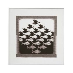 Broderipakning - Escher Fugl og fisk