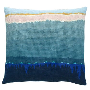 Broderipakning - Pude - Bl blge