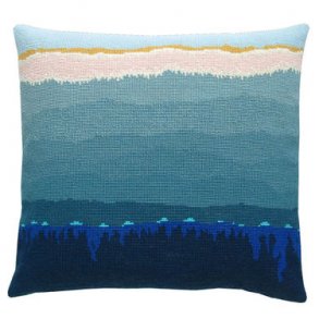 Broderipakning - Pude - Bl blge