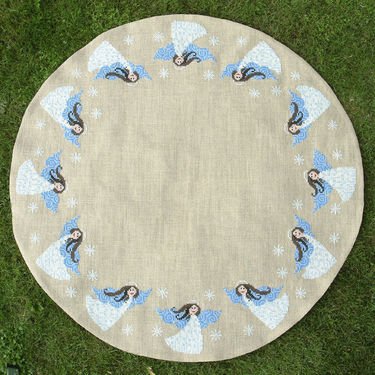 Broderipakning - Juletrstppe - Engle i stjernevrimmel