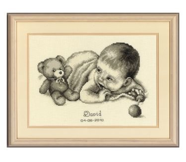 Broderipakning - Fdsel - Barn med bamse - David