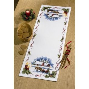 Broderipakning - Julelber - Vinterlandskab med kane