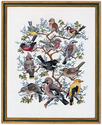 Broderipakning - Tr med fugle