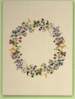 Broderipakning - Snerlekrans syet p groft hrlrred