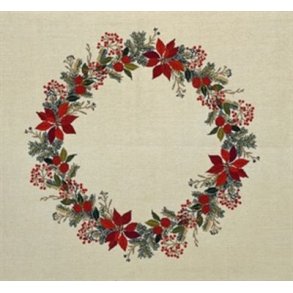 Broderipakning - Juledug med julestjerner og br syet p Aida 130 x 130 cm