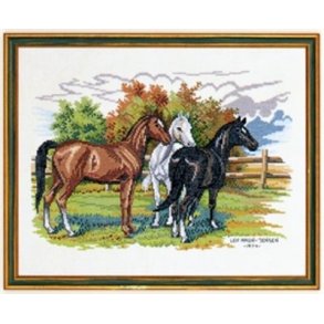 Broderipakning - 3 Heste