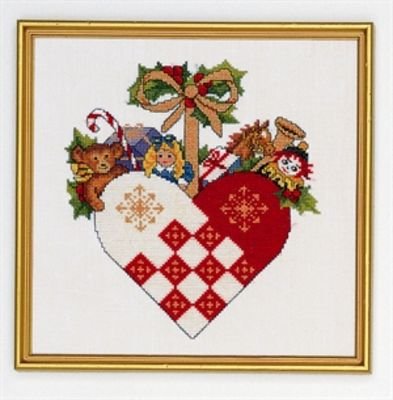 Broderipakning - Hjerte med legetj