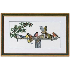 Broderipakning - Fugle p foderbrt