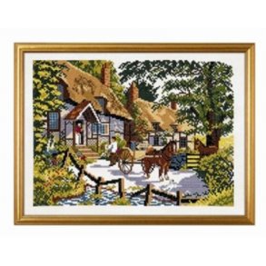 Broderipakning - Engelsk hus med heste